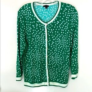 Talbots Green and white Polka Dot Sweater, size L